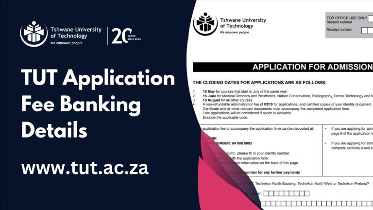 TUT Application Fee Banking Details